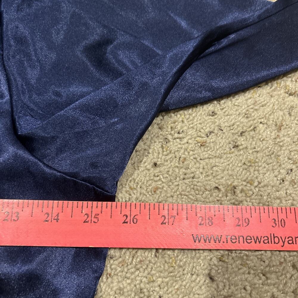 Morgan Taylor Intimates 2X NIGHT SHIRT Liquid SATIN Button Front NAVY BLUE F25 - Picture 7 of 9